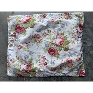 Chaps Ralph Lauren Cabbage Rose Floral Pillow Sham Yellow Pink VTG Cottagecore